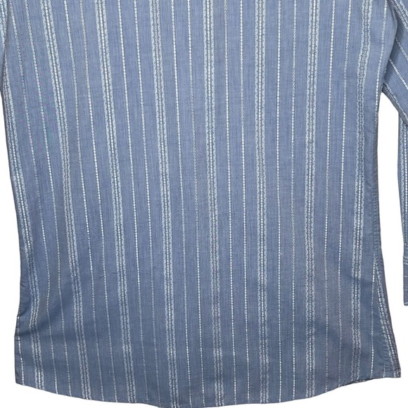 White Horse Light Blue Striped Western Pearlescent Button Long Sleeve Shirt L - Picture 5 of 10
